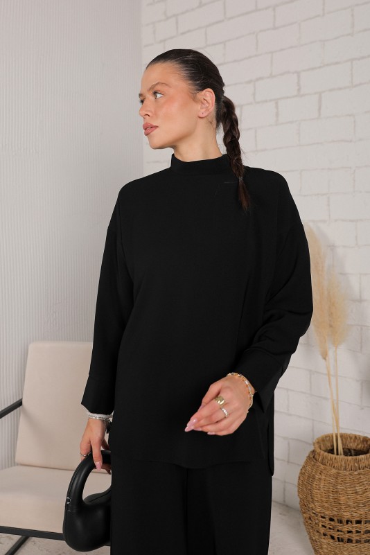 SİYAH Basic Krep Tunik 32-2239