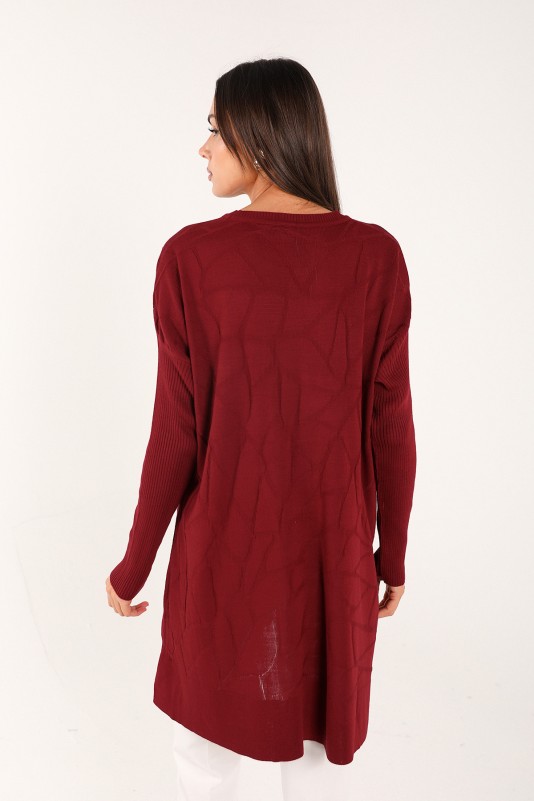 BORDO Desenli Triko Tunik 70-2207