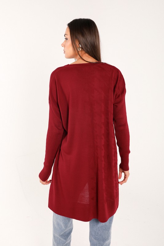 BORDO Desenli Triko Tunik 70-2223