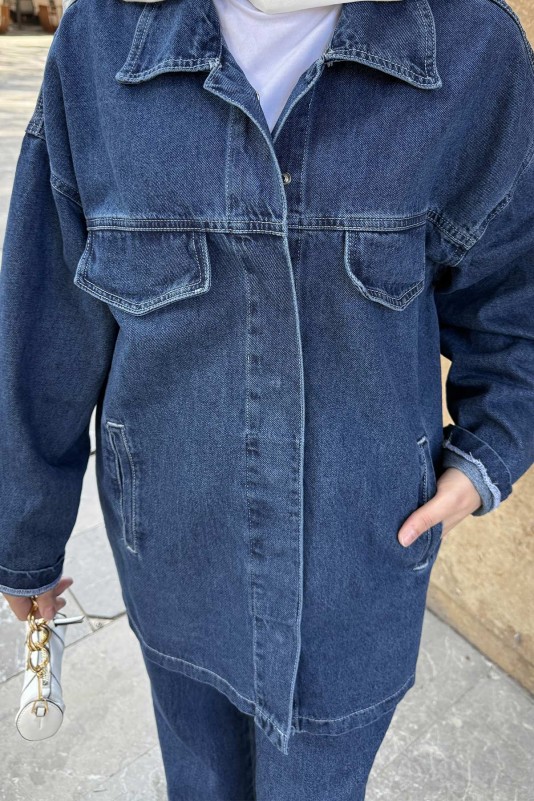 MAVİ Kuşaklı Denim Takım 3-597