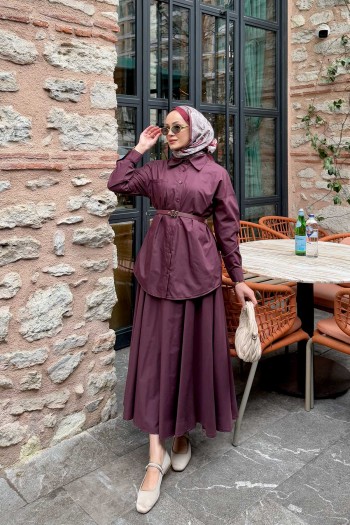 BORDO Kemerli Poplin Etekli Takım 32-3507