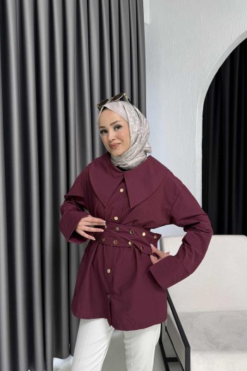 BORDO Çıtçıtlı Poplin Gömlek 3-2267