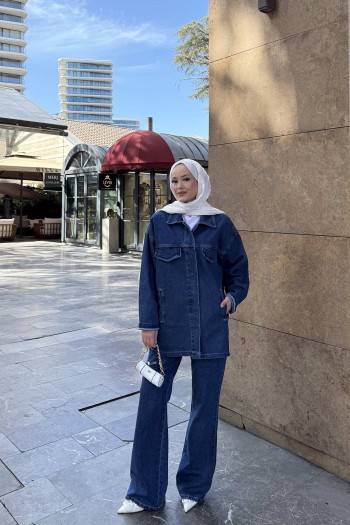 MAVİ Kuşaklı Denim Takım 3-597